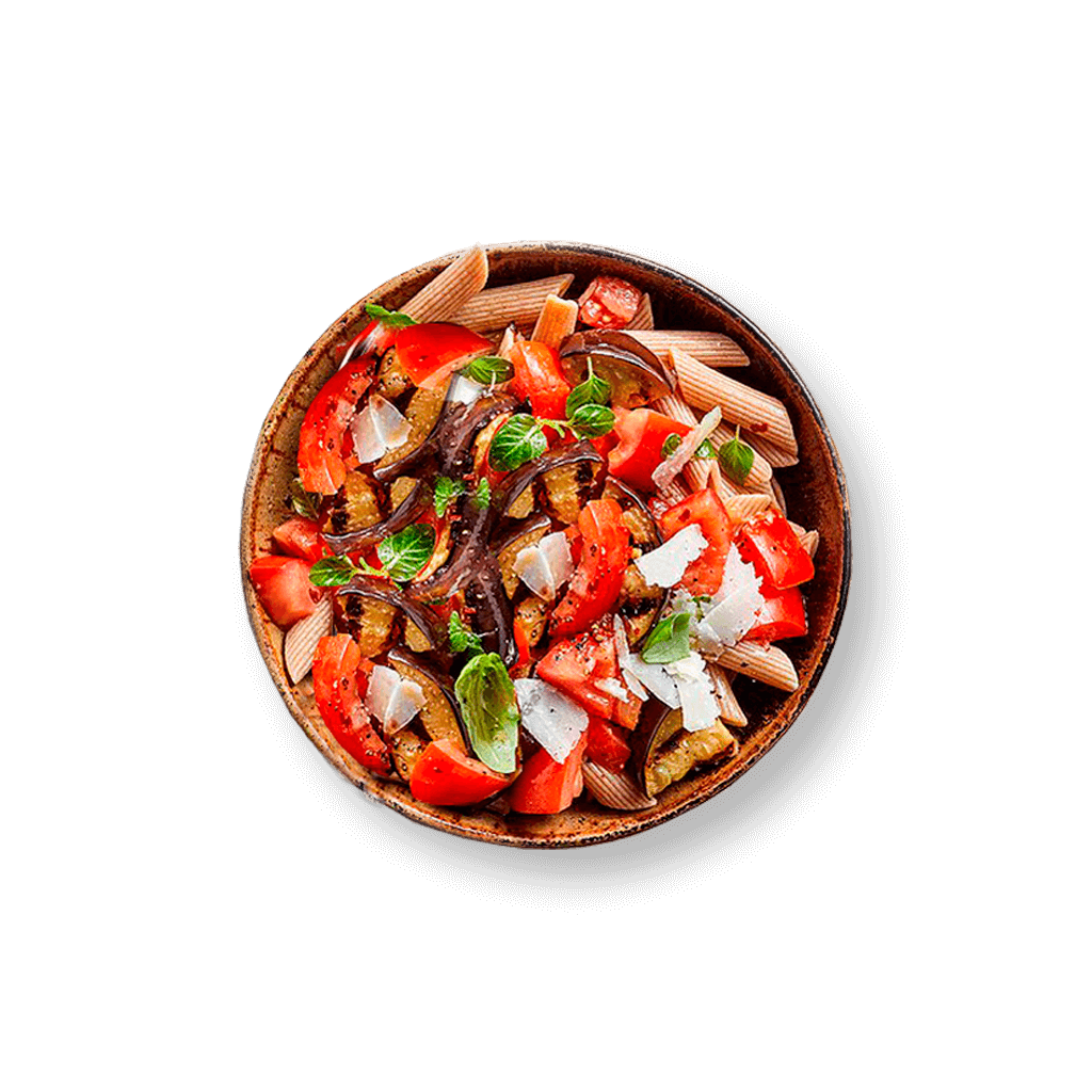 Grilled Eggplant & Tomato Pasta